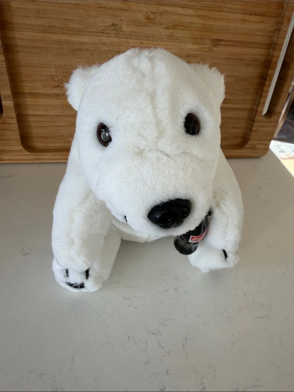 Coca-Cola White Polar Bear Plush with Bottle Accessory